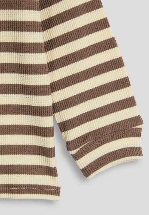 Pop Candy - Henley-style knit top - brown stripe