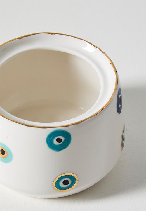 Urchin Art - Kiki Sugar Bowl Evil Eye - white