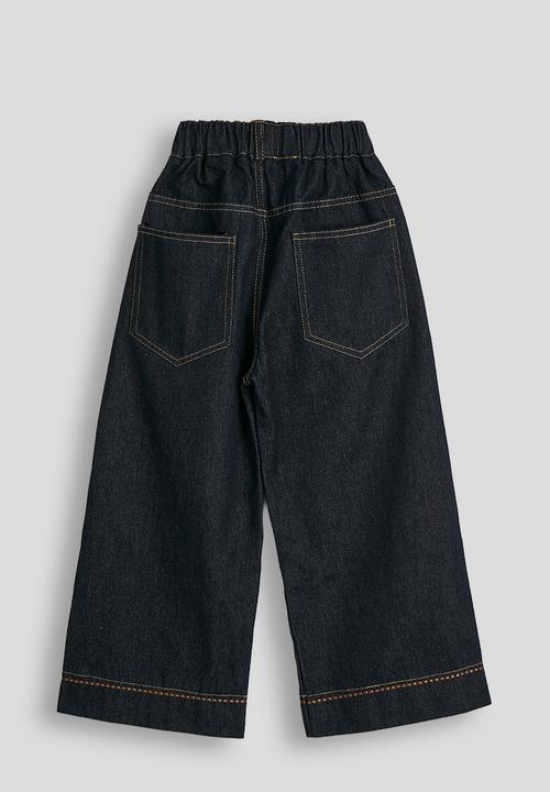 Pop Candy - Stitch detailed hem denim jeans - navy/copper
