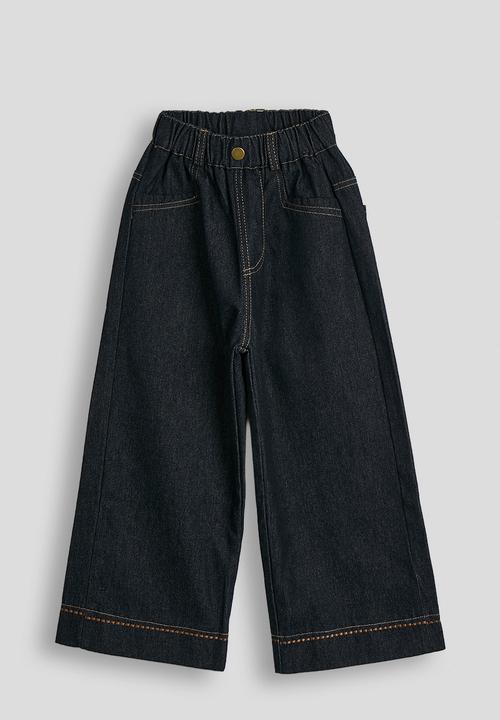 Pop Candy - Stitch detailed hem denim jeans - navy/copper