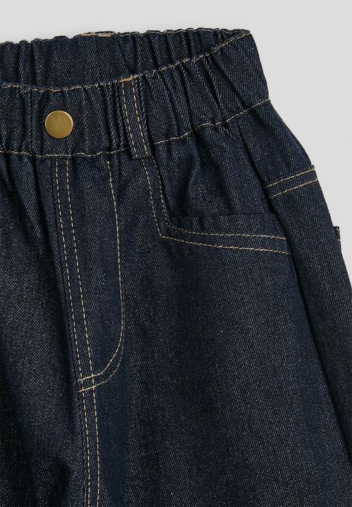 Pop Candy - Stitch detailed hem denim jeans - navy/copper