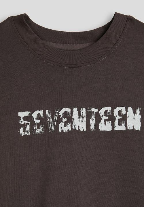Pop Candy - Long sleeved slogan tee - dark mocha