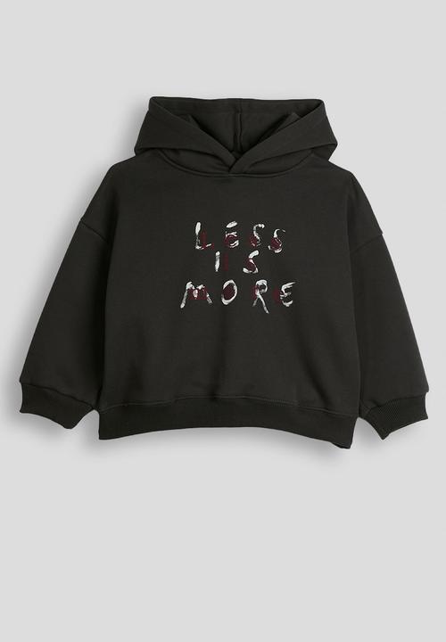 Slogan print hoodie - dark grey
