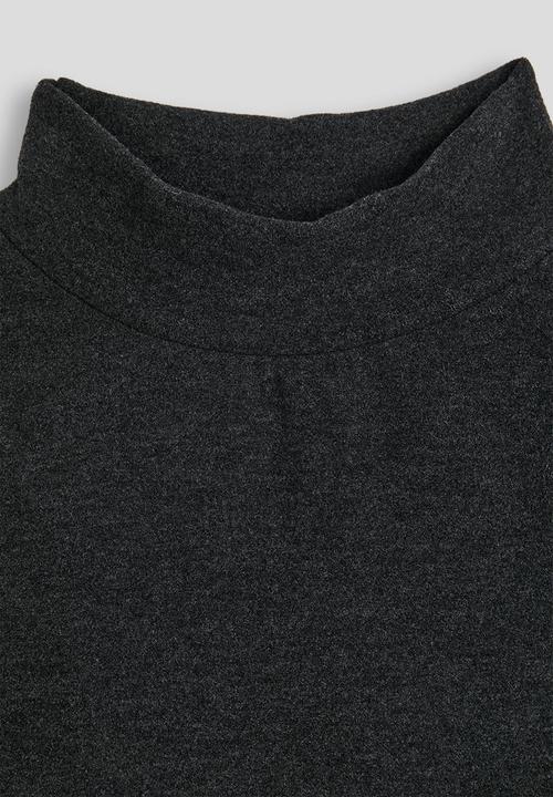 Pop Candy - Brushed cotton mock neck top - charcoal