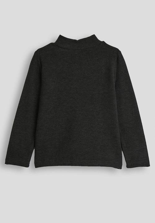 Pop Candy - Brushed cotton mock neck top - charcoal