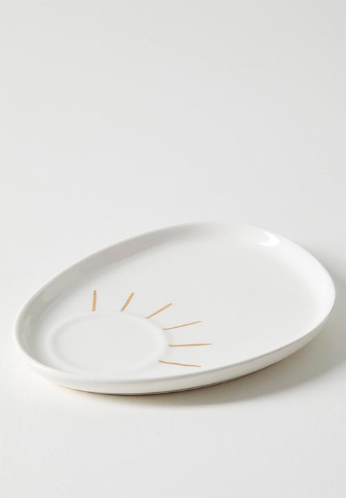 Urchin Art - Cup and Saucer Snack Evil Eye Set of 2 - white