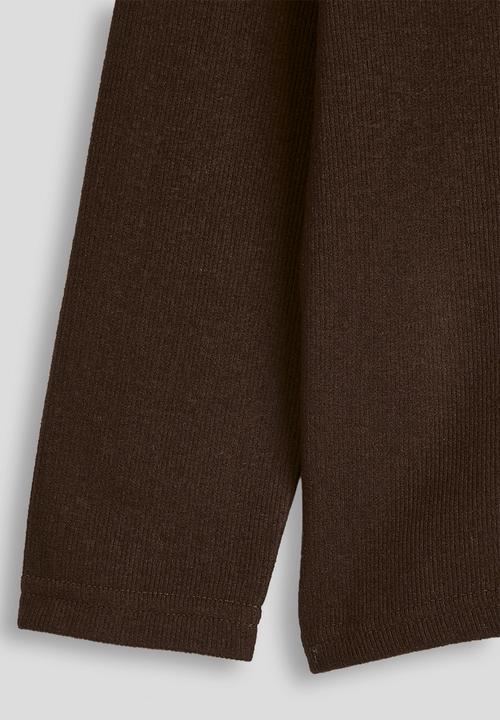 Pop Candy - Ribbed high neck top with applique mushroom - dark chocolate