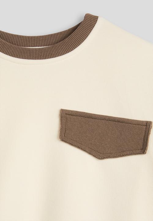 Pop Candy - Ribbed pocket sweatshirt - cream/coffee