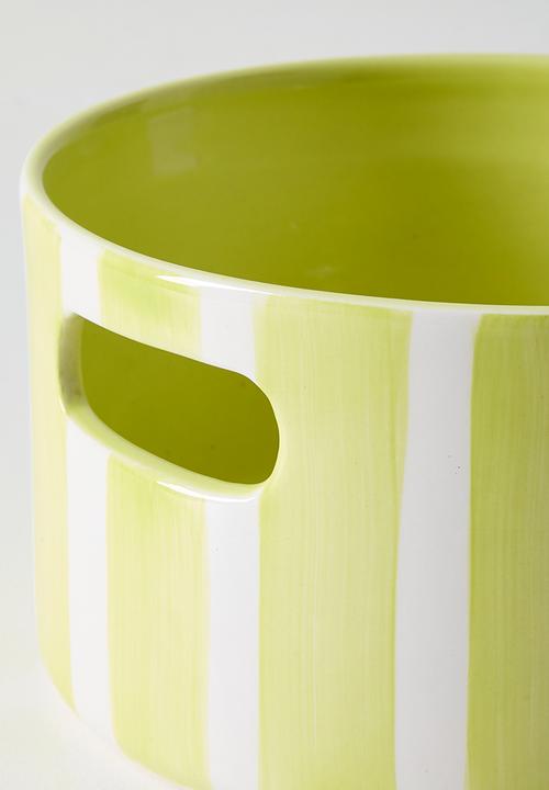 Urchin Art - Orchard Pot 30 Handle - Lime Stripes