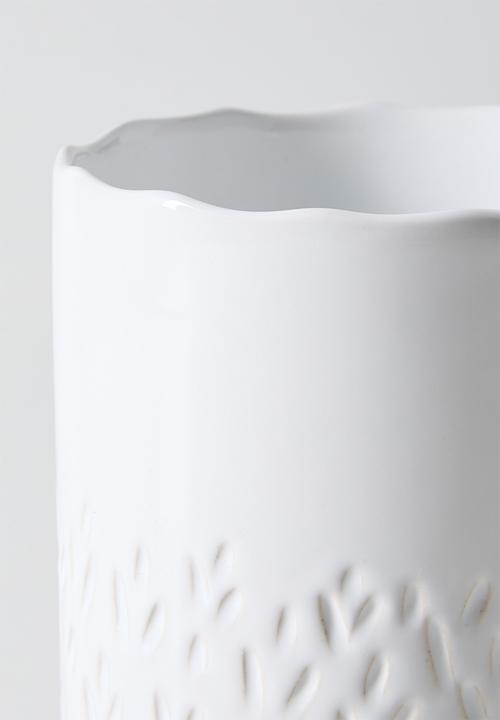Urchin Art - Cylinder Vase - White