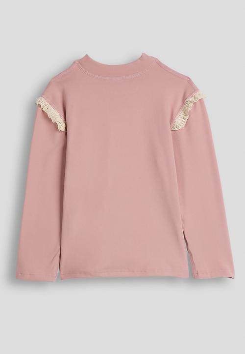 Pop Candy - Crochet ruffle top with embroidered bow - pink