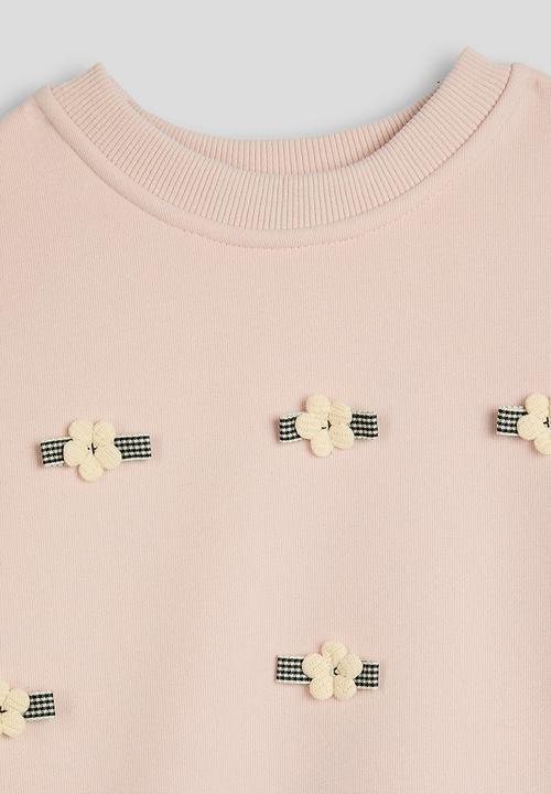 Pop Candy - Floral applique sweatshirt - dusty light pink