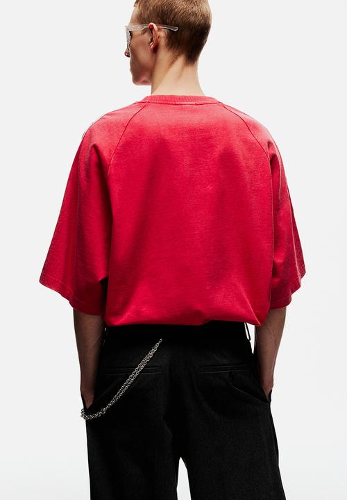H&M - Lotto H&M: Oversized fit cotton T-shirt - red/lotto