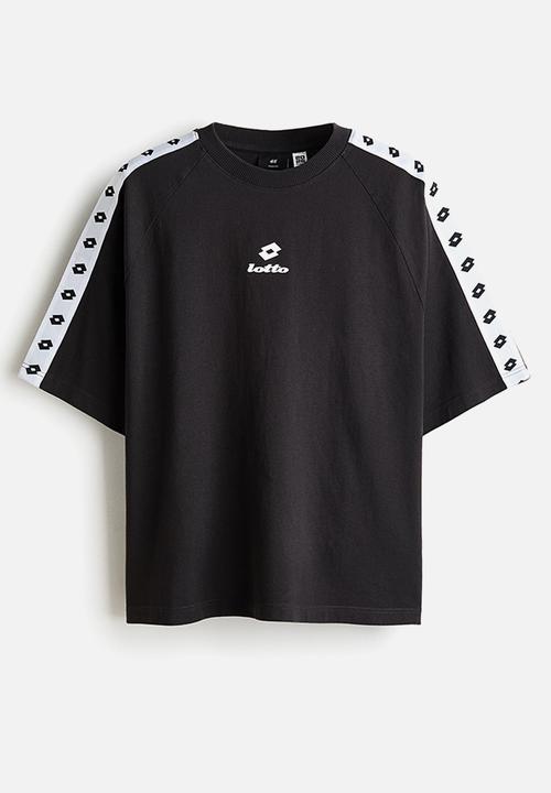 H&M - Lotto H&M: Oversized fit cotton T-shirt - black/lotto