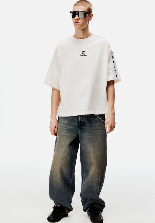 H&M - Lotto H&M: Oversized fit cotton T-shirt - white/lotto