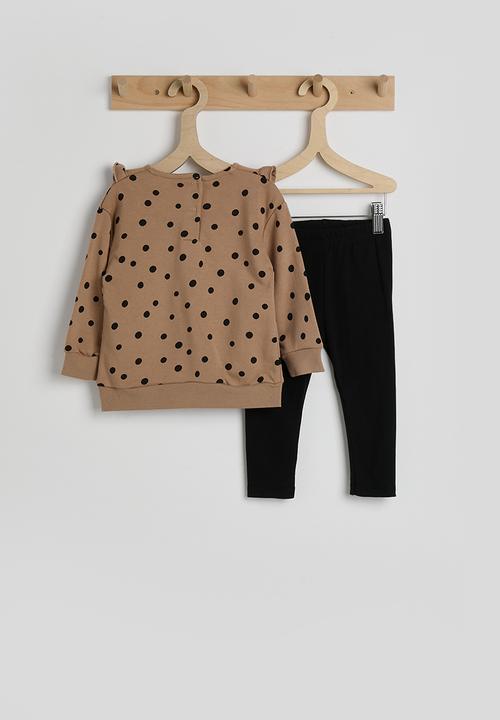Pop Candy - Polka dot sweatshirt with leggings & headband - laser brown/black