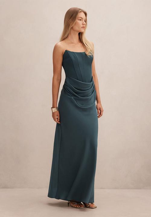 Forever New - Isra Drape Strapless Maxi Dress - Crystal Teal