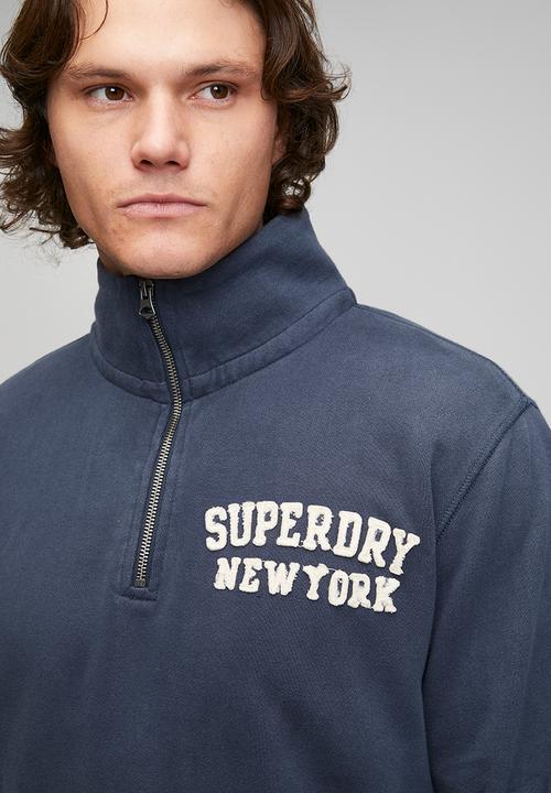 Superdry. - Vintage Athletic Zip Henley - Lauren Navy