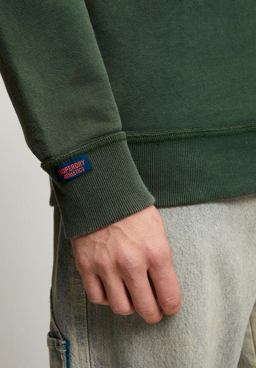 Superdry. - Vintage Athletic Zip Henley - Eagle Green