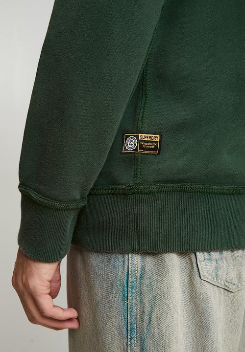 Superdry. - Vintage Athletic Zip Henley - Eagle Green