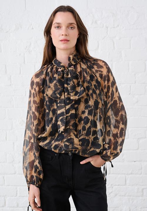 Me&B - Blouse in Animal Voile - Animal Print