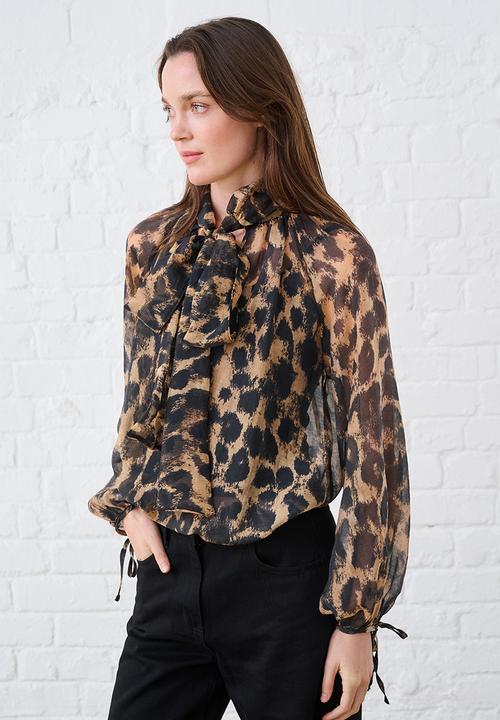 Me&B - Blouse in Animal Voile - Animal Print