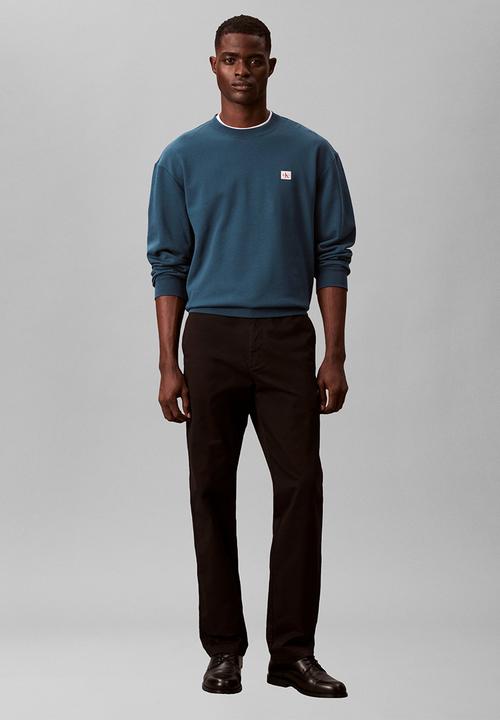 Calvin Klein - Ls 350Terry Eu Whsl Badge Crewneck - Navy Teal