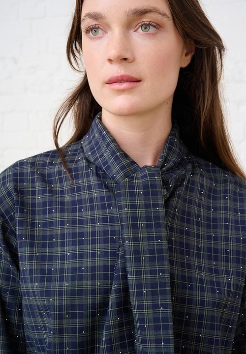Me&B - Bow Check Shirt - Green