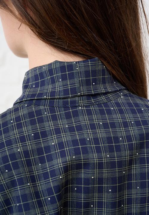 Me&B - Bow Check Shirt - Green