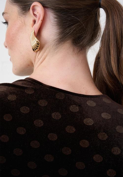 Me&B - Velvet Choc Spot Wrap Dress