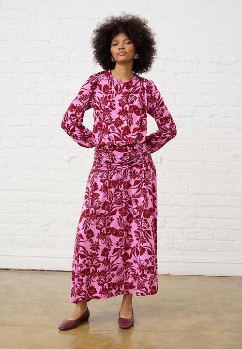 Me&B - Botanical Maxi Knit Dress - Pink Flower