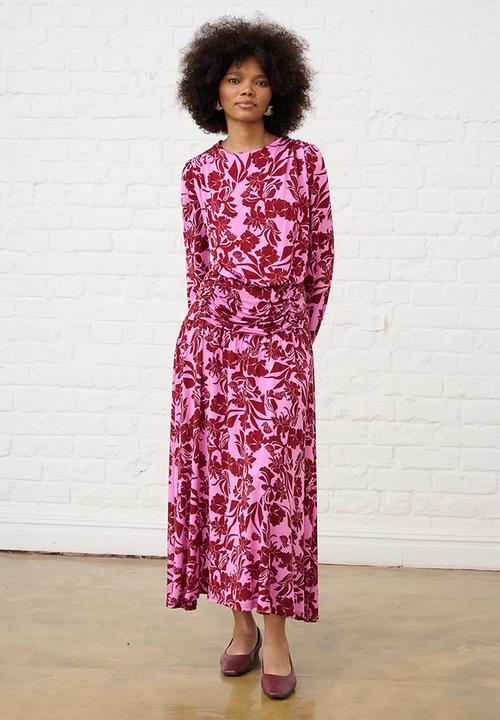 Me&B - Botanical Maxi Knit Dress - Pink Flower