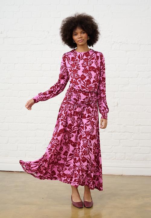 Me&B - Botanical Maxi Knit Dress - Pink Flower
