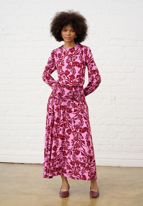 Me&B - Botanical Maxi Knit Dress - Pink Flower