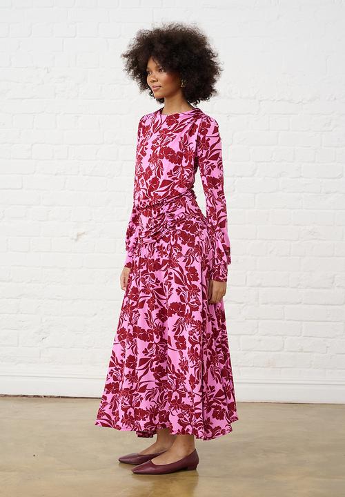 Me&B - Botanical Maxi Knit Dress - Pink Flower
