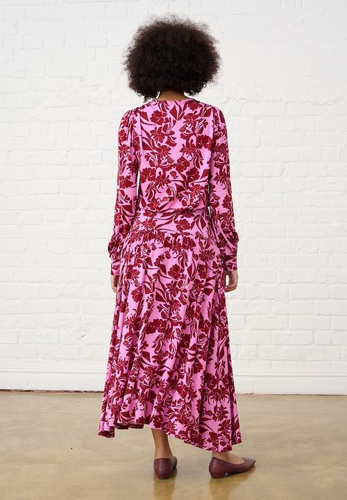 Me&B - Botanical Maxi Knit Dress - Pink Flower