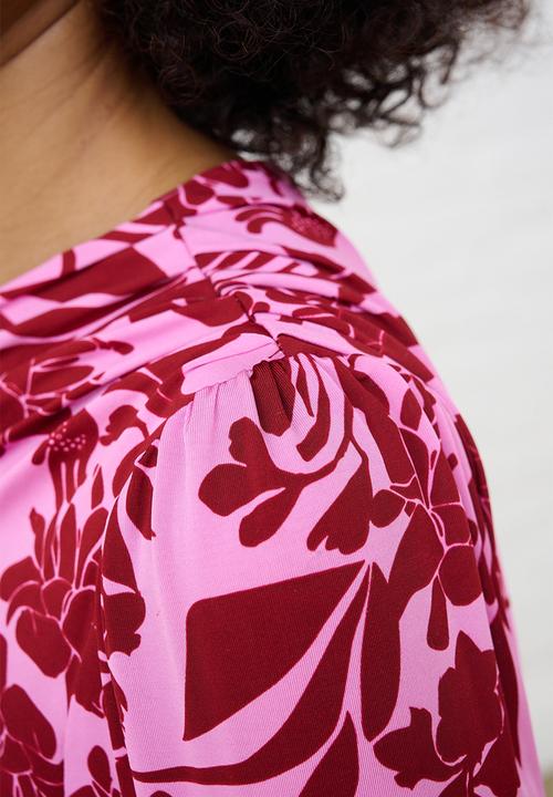 Me&B - Botanical Maxi Knit Dress - Pink Flower