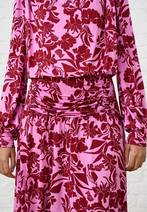 Me&B - Botanical Maxi Knit Dress - Pink Flower