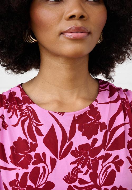 Me&B - Botanical Maxi Knit Dress - Pink Flower