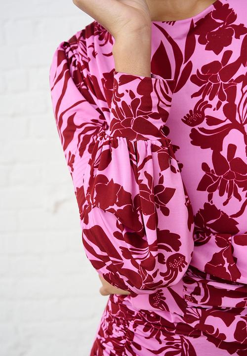 Me&B - Botanical Maxi Knit Dress - Pink Flower