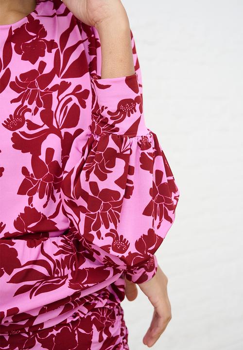Me&B - Botanical Maxi Knit Dress - Pink Flower