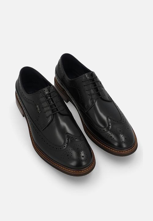 POLO - Wingcap Brogue Gibson Lace Up - Black leather