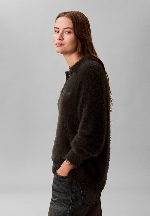 Calvin Klein - Fuzzy novelty ls polo - pirate black
