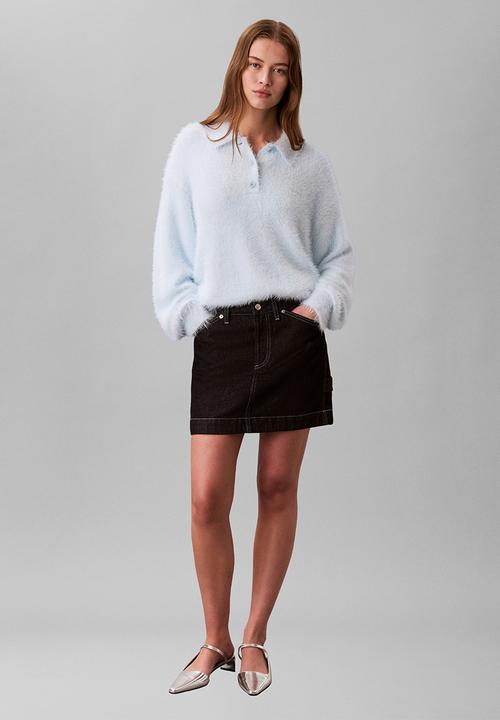 Calvin Klein - Fuzzy novelty ls polo - keepsake blue