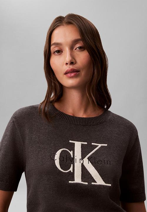 Calvin Klein - Chunky cotton graphic vest - b85 charcoal heather