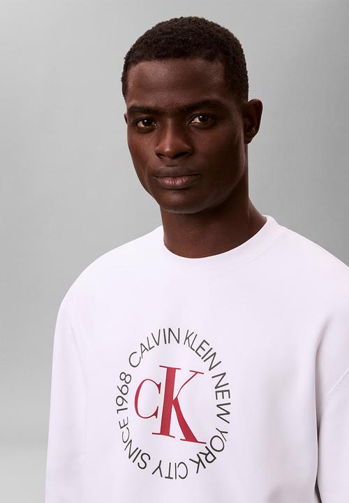 Calvin Klein - Ls 350Fleece Ck Circle Graphic Crewneck - Bright White