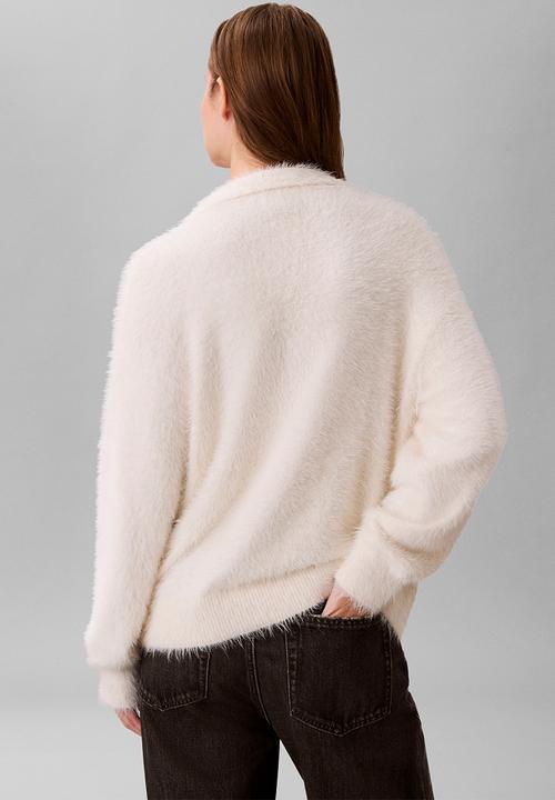 Calvin Klein - Fuzzy novelty ls polo - tofu