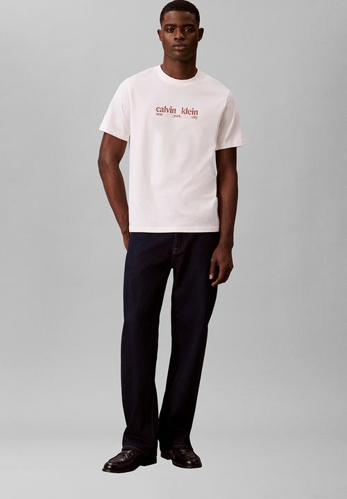 Calvin Klein - Ss 30S Whsl Ck Nyc Graphic Tee - White Greige