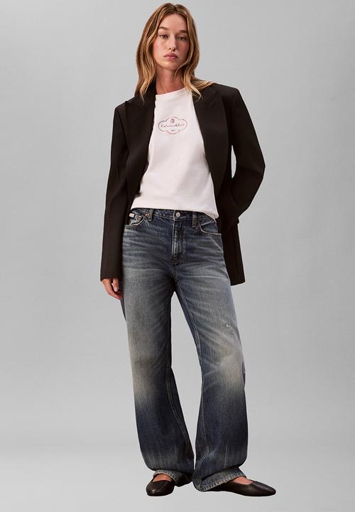 Calvin Klein - Ss boxy coctail logo tee - white greige