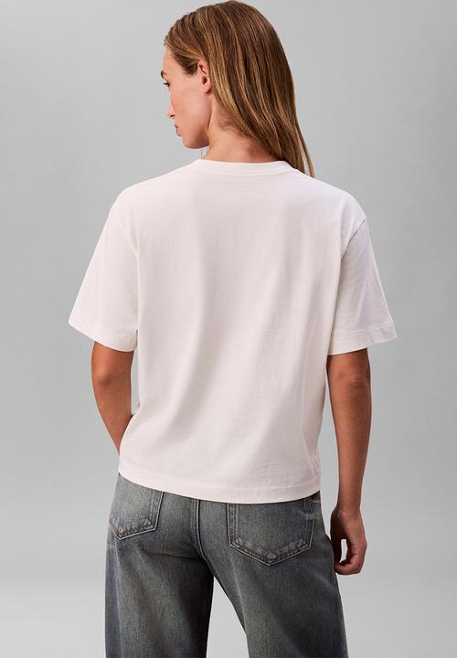 Calvin Klein - Ss boxy coctail logo tee - white greige